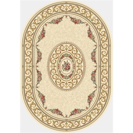 Dynamic Rugs Ancient Garden 5 ft. 3 in. x 7 ft. 7 in. Oval 57226-6464 Rug - Ivory ANOV69572266464
